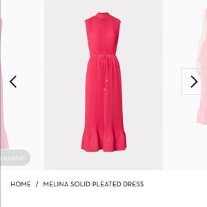 MILLY Melina solid pleated dress in milly pink